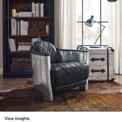 Art Leon IndustrIal Retro Top Grain Leather & Aluminum Accent Chair