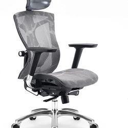 Ergonomic Office Chair with 4D Arms, 2-Way Lumbar Support, Depth Adjustable Seat, PU Headrest, Height Adjustable Backrest, High Back Computer Desk Cha