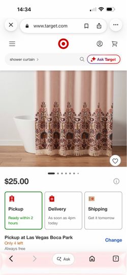 Floral Shower Curtain with Tassel Hem