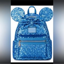 Disney Parks Exclusive Blue Sequin Loungefly Backpack
