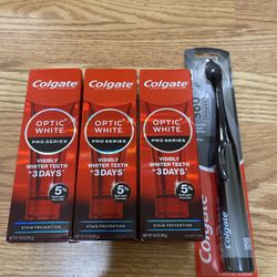 3 Colgate Optic White With Battery Toothbrush 