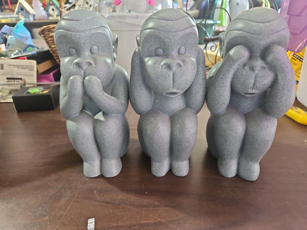 6 Inch High , Speak ,hear, See No Evil Monkeys