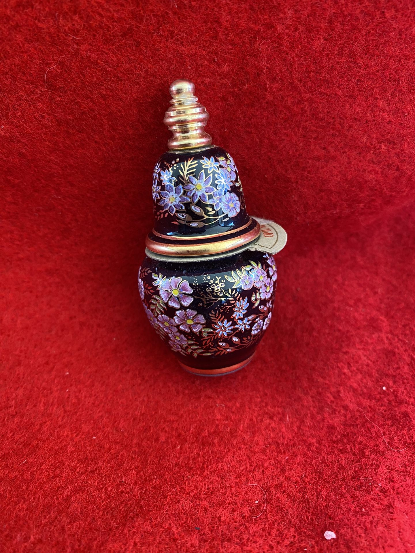Black Made In Greece Greek 24k Gold Ceramic Vase Oil/Cream Collectible (Read Description)