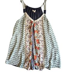 Rewind Womens Flowy Floral Tank With Racerback Straps Size Large