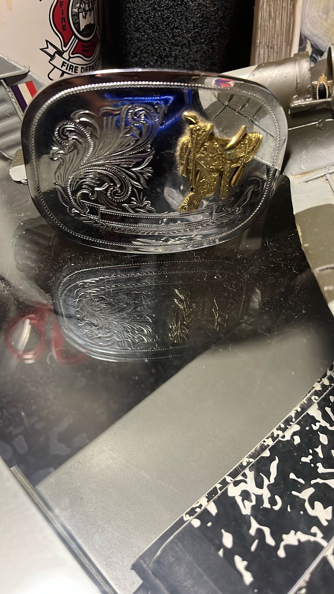 Vintage Oval Belt Buckle Brass Saddle