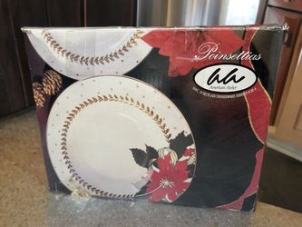 American Atelier Poinsettias 20-Piece Porcelain Dinnerware Set