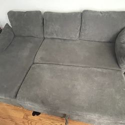 Merluxy Sofa Bed, Sleeper Sofa with Storage Chaise, Pull Out Couch for Living Room- Gray Chenille