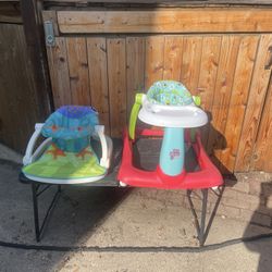 Baby Walker with wheels, and Stationary Sitting Chair, $10 each