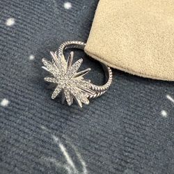 David Yurman Starburst Ring 925 Silver with Diamonds Size 7
