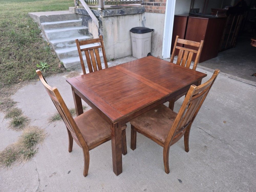 5-Piece Wood Dining Set with Leaf Extension