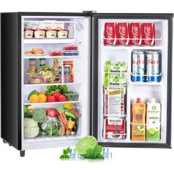 Mini Fridge with Freezer, 3.2 Cu.Ft Small Refrigerator Single Door Compact Refrigerator for Dorm Office, Adjustable Thermostat, Low Noise, BR321 Black
