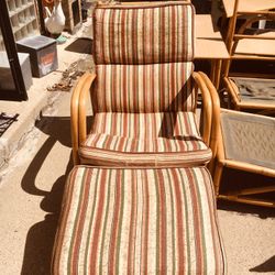 Bamboo Recliner Type Arm Chair With Ottoman