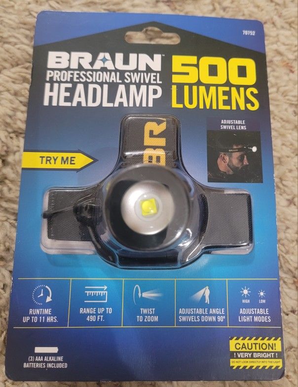 Braun Headlamp, 500 Lumens