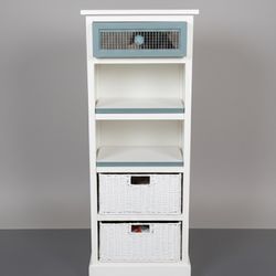 White & Teal Accent Shelf w/ Baskets