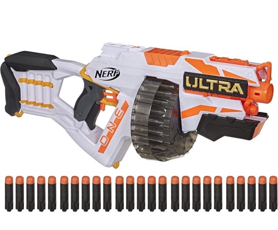 Open Box NERF Ultra One Motorized Blaster, 25-Dart Drum Container