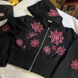 Black Y2K Widow CropTop Jacket