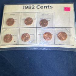 1982 P-D Copper/ Zinc  Lg And Sm Dates Cents Set 