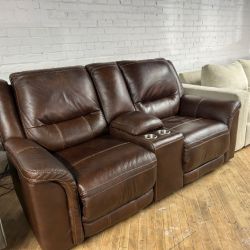 Delivery Available brown leather recliner loveseat sofa