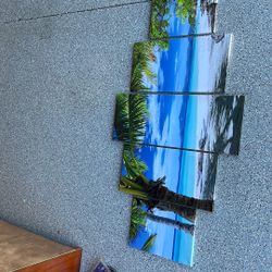 Clothe Framed Wall Hanging Ocean Picture 