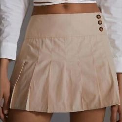 Anthropologie Pleated Mini Skirt/Skort - Tan/Khaki - Size 14
