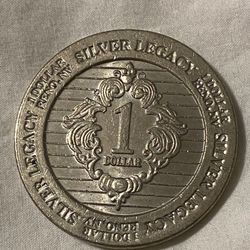 Classic Silver Legacy Hotel Casino - $1 Slot Gaming Token Reno Nevada - Nickel GDC 1995