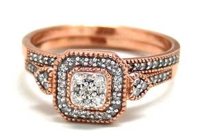 Ladies Diamond/10K Rose Gold Wedding Set
