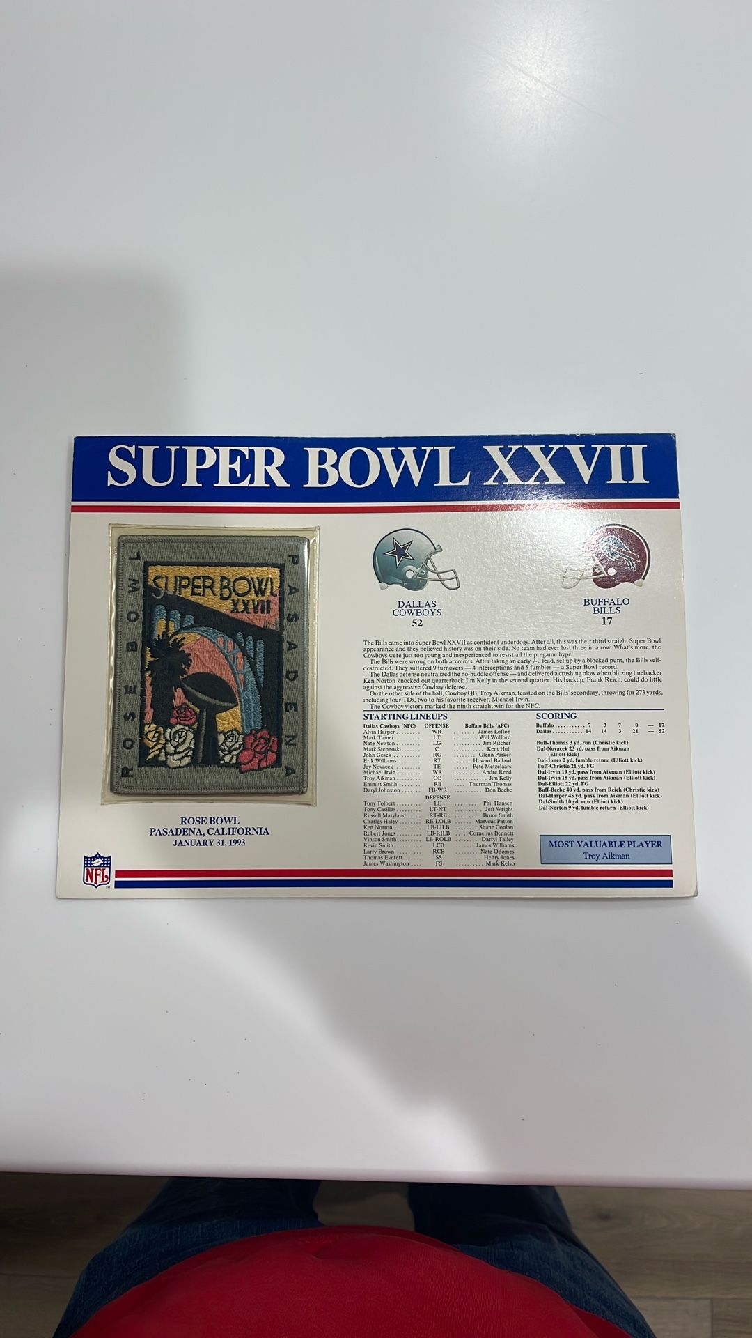 Super Bowl 47 Patch Original Stats On It