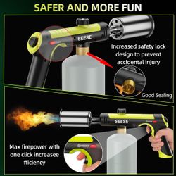 SEESE Powerful Propane Torch Gun,Kitchen Cooking Torch With One-Touch Max Fir...