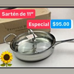 Sarten De 11” Acero Inoxidable Especial $95.00 Línea Try Ply Princess House Ventas Finales 