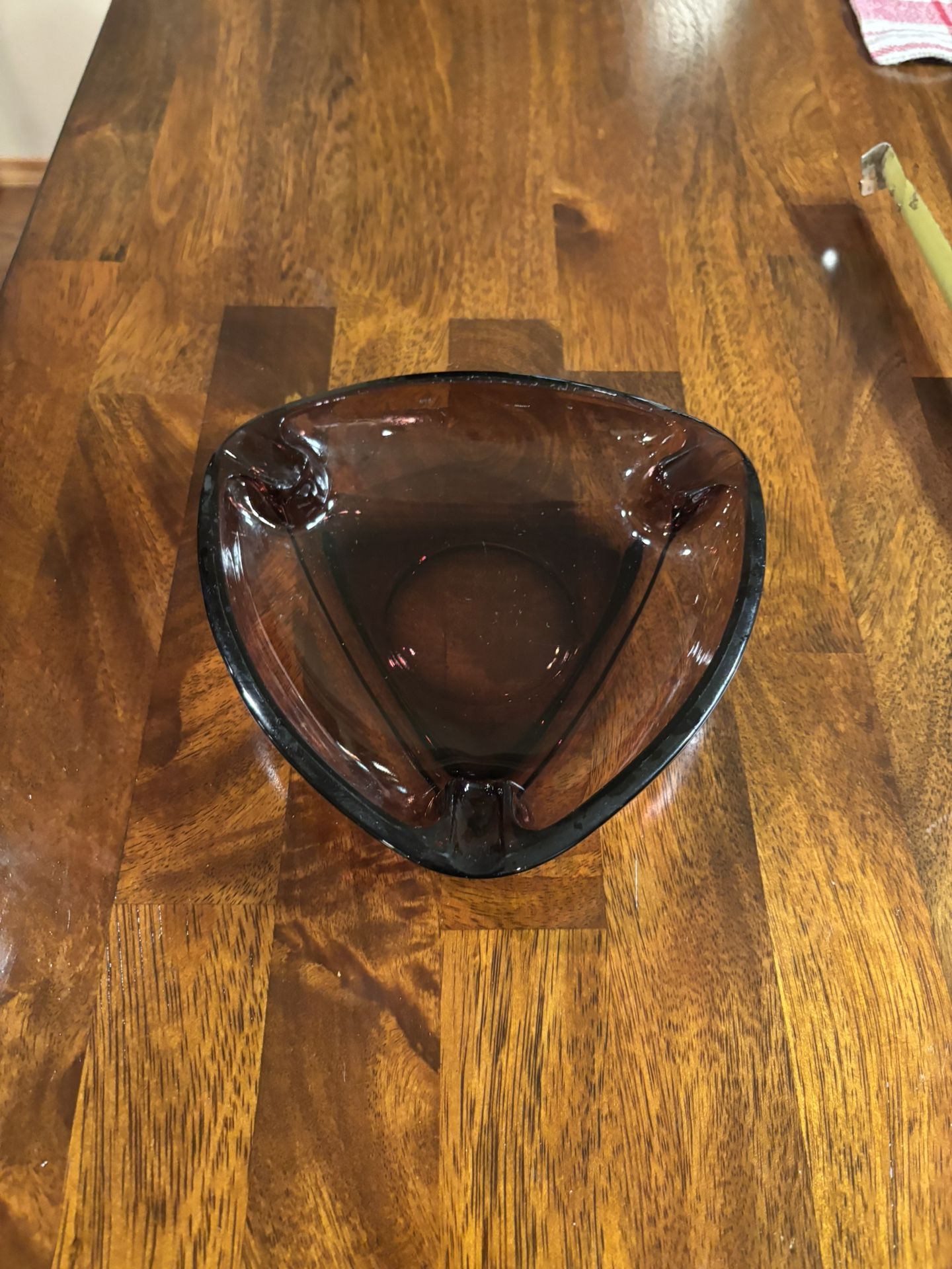 Hazel Atlas Moroccan Amethyst Glass 7 inch Triangle Ashtray Vintage