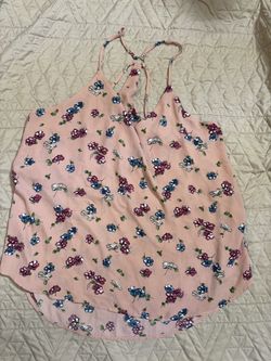 Pink Floral Spaghetti Strap Tank Top 1XL