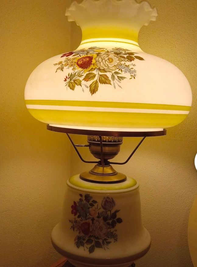 Vintage Milk Glass Hurricane Lamp