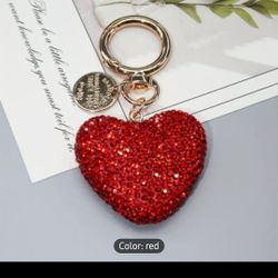 Red Heart Bling Bag Charm/Keychain