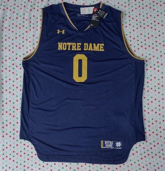 Men's XL EG Under Armour #0 Navy Notre Dame Fighting Irish Basketball Jersey