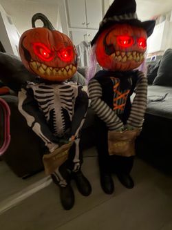 3ft animated LED pumpkin, twins Halloween decoration.