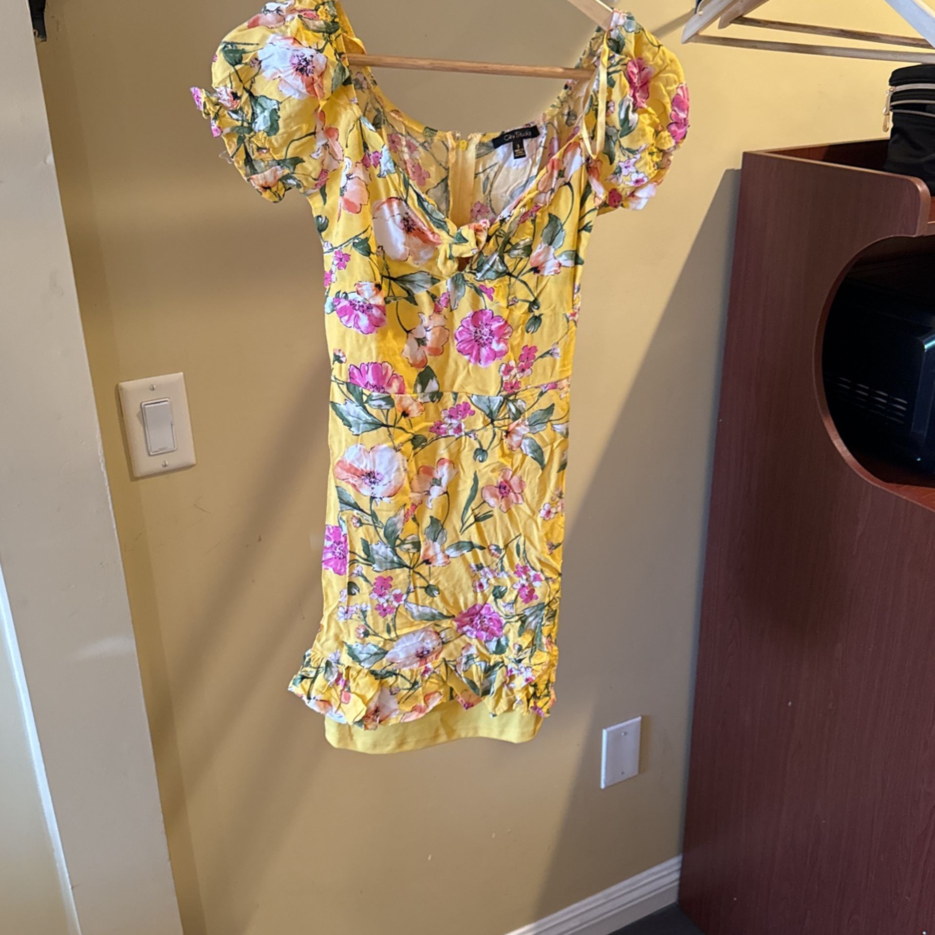 City Studio Floral Yellow Dress