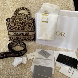 Christian Dior Medium Lady D-lite Bag W/ Wallet