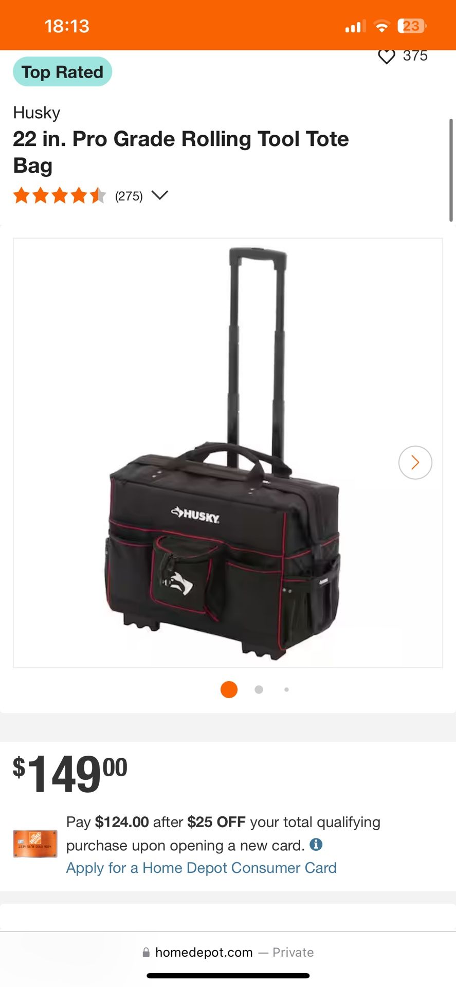Husky 22 Pro Grade Rolling Tool Bag
