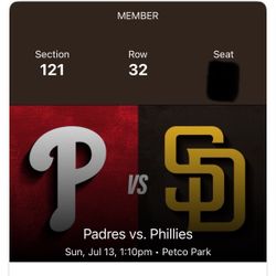 Padres vs Phillies 07.13  AISLE SEATS!!! 2 Tickets