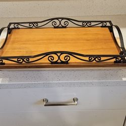 METAL. &  WOOD. CURTING BOARD /; TRAY