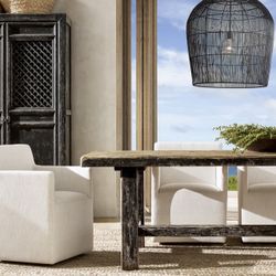 Restoration Hardware Kasar 96” Dining Table And Bench 