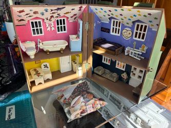 Wooden Dollhouse with Furniture and Accessories