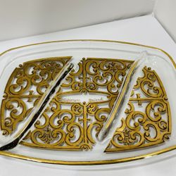Vintage 1960’s Georges Briard Small Gold Gilded Serving Dish