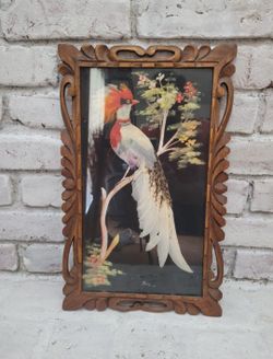 Mexican Feather Art. Hand Made. Set Of Two 