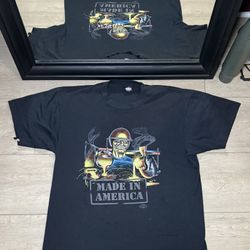 Vintage 1990s Made In America Steelworkers 3D Emblem Style Shirt