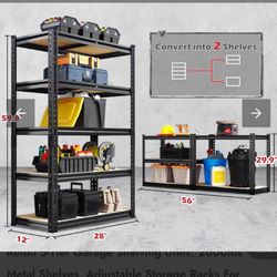 New in box Reibii 5-Tier Garage Shelving Units, 2000lbs Metal Shelves, Adjustable Storage Racks For Pantry Kitchen Basement - 27.6"W X 11.8"Dx 59.8"H 
