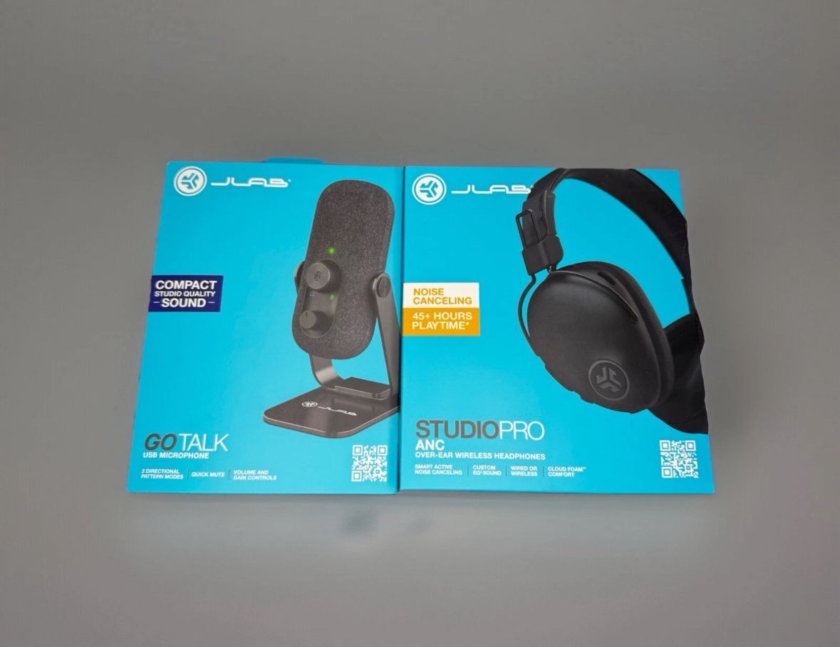 JLAB Studio Pro Headphones & GO Talk USB Mic Bundle By