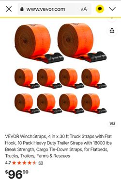 VEVOR Winch Straps 4in x 30ft 10-Pack
