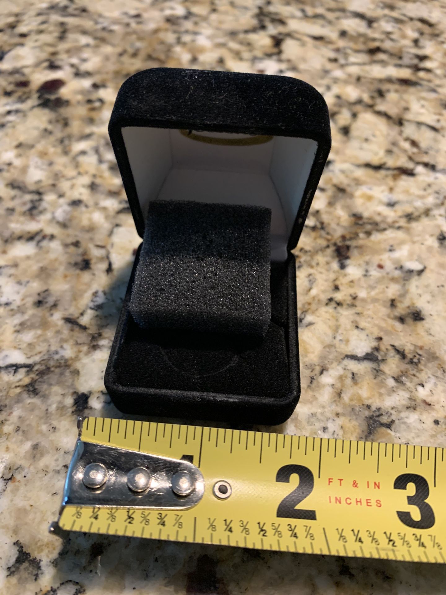 Black Velvet Cover Ring Box Dome Shape To Fit Various Ring Sizes, Has Foam Insert To Hold Ring In Place