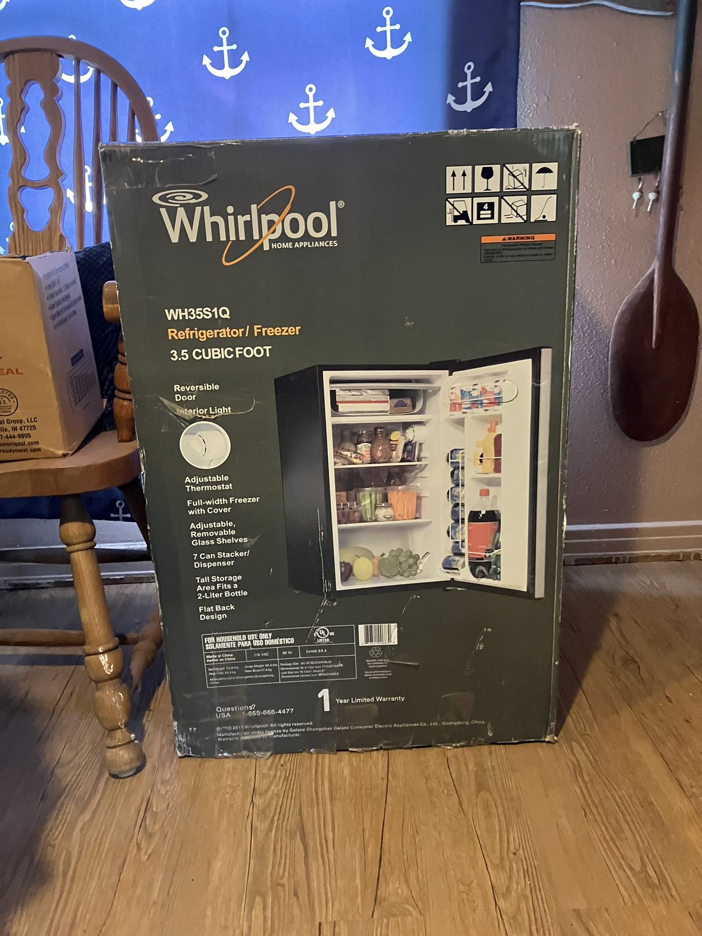 New Whirlpool 3.5cu.ft. Compact Stainless Refrigerator /Freezer NIB